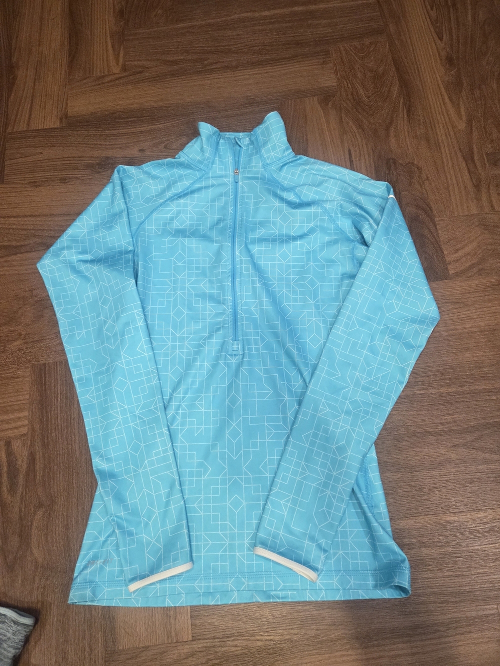 Nike Light Blue Geo-Print Women's Quarter-Zip Performance Sweater